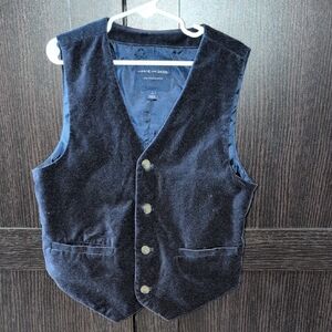 Janie and Jack Boys' Navy Velvet Button-Front Vest
